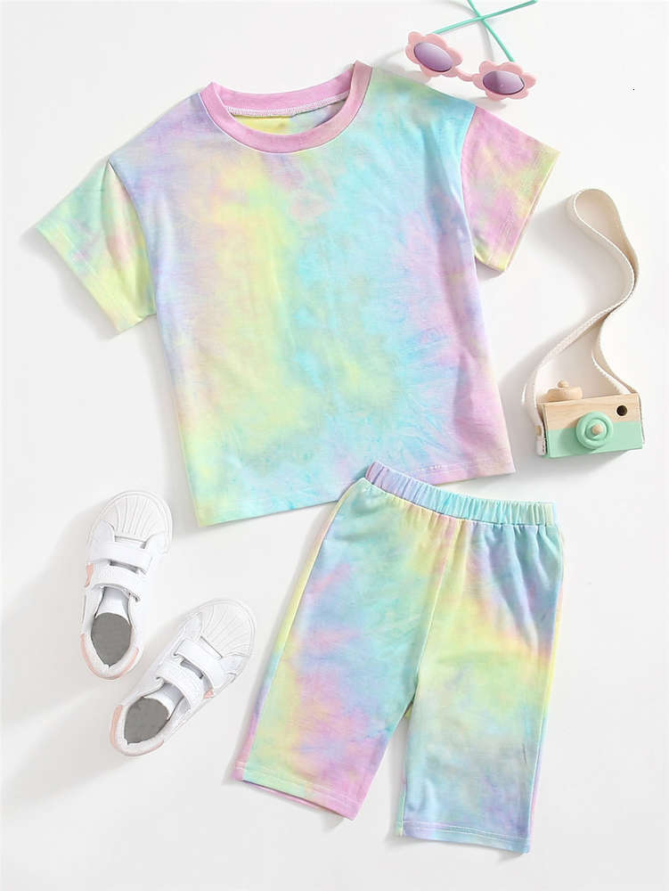 

boys and girls' tie dyed cycling wear home, White