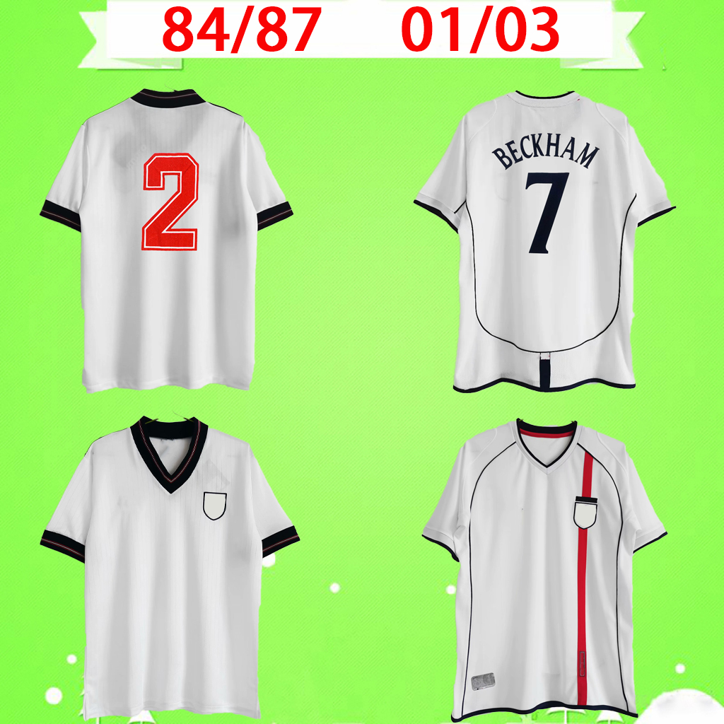 

1984 1987 Retro soccer jersey 2001 2003 vintage football shirt 84 87 01 03 classic home white BECKHAM OWEN HESKEY SOUTHGATE GERRARD SCHOLES SHERINGHAM