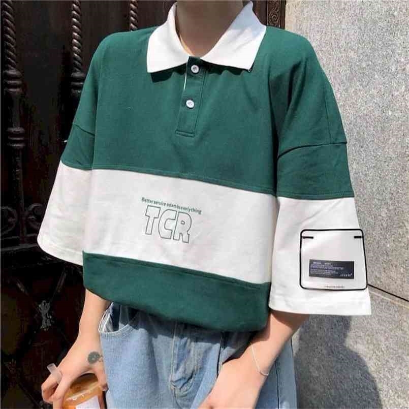 

Summer men women's tshirts lapel polo shirts Japanese short-sleeved t-shirts loose Korean students all-match half-sleeved tops 210708, 914 blue