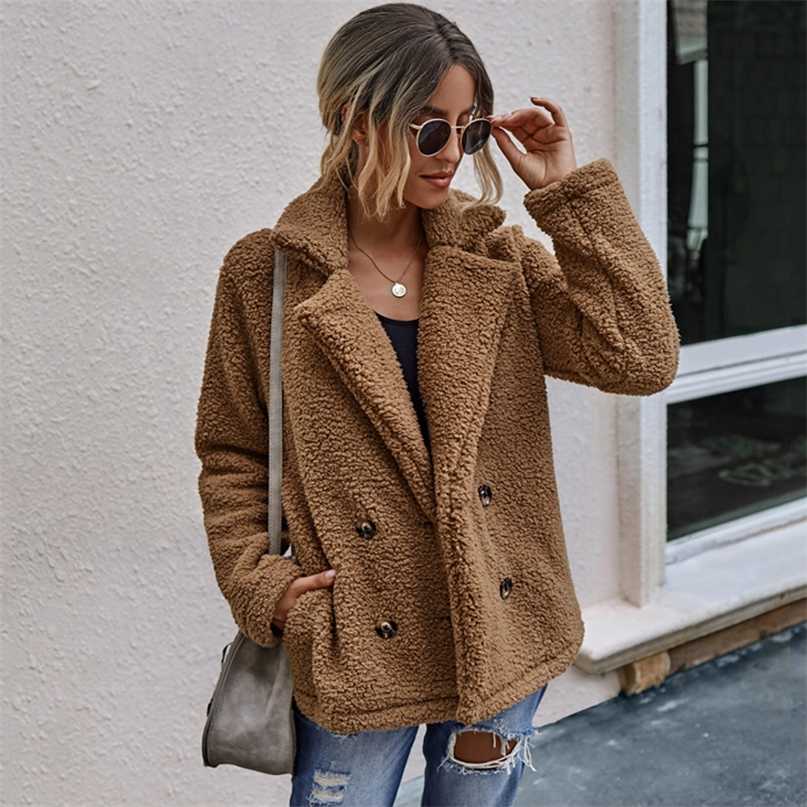 

Autumn Teddy Coat Women Faux Fur Coat Female Thick Warm Plush Teddy Jacket Long Sleeve Winter Coat Women 211018, Khaki