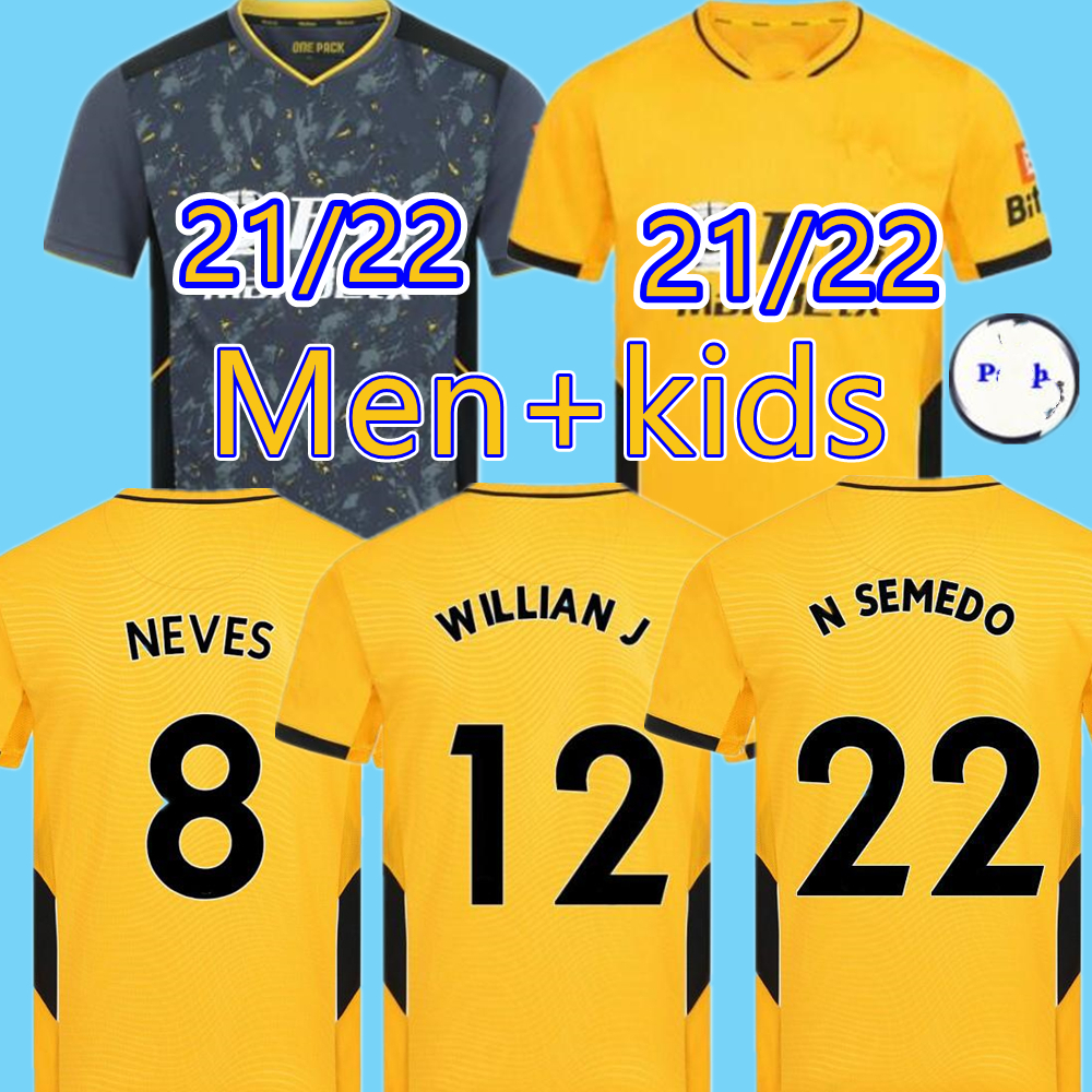 

2021 2022 Soccer Jerseys PODENCE ADAMA Adult Kids Equipment RAUL NEVES 21 22 Wolverhampton football shirts Doherty Men kits maillots, Kids away