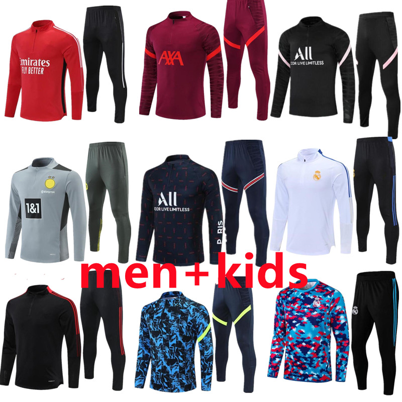 

kids + Men adult 20 21 football training tracksuit soccer tracksuits suit sets 2021 2022 chandal jacket jogging