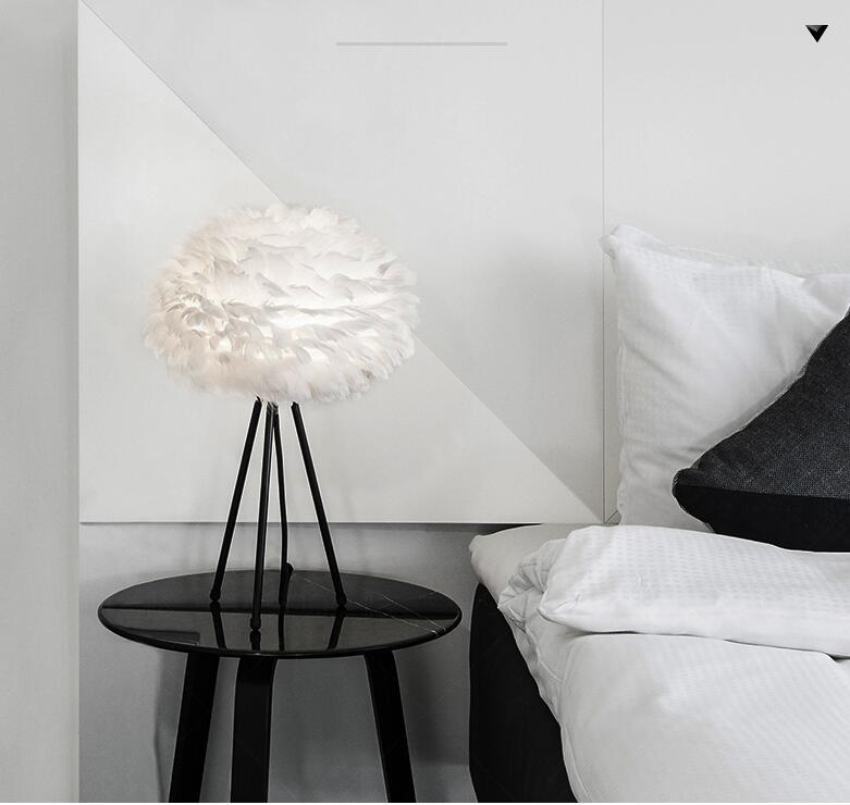 

Floor Lamps Nordic White Feather Simple Living Room Bedroom Clothing Store Coffee Shop Decoration Lights ZA