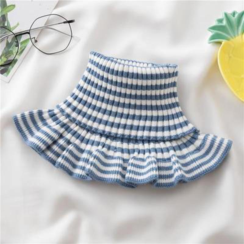 

Scarves Hooded Bib Ladies Autumn Winter All-Match Warm Protect Cervical Spine Stretch Knitted Striped Wool Fake High Neck Scarf I5