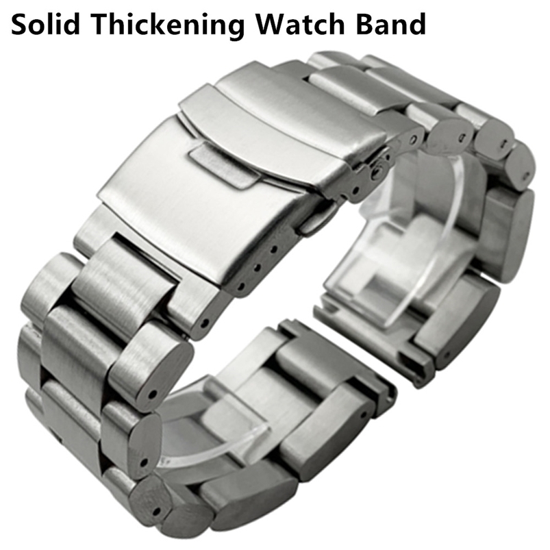 

Solid Thickening 5.5mm 316L Stainless Steel Watchbands Silver 22mm 24mm 26mm Metal Watch Band Strap Wrist Watches Bracelet 220114