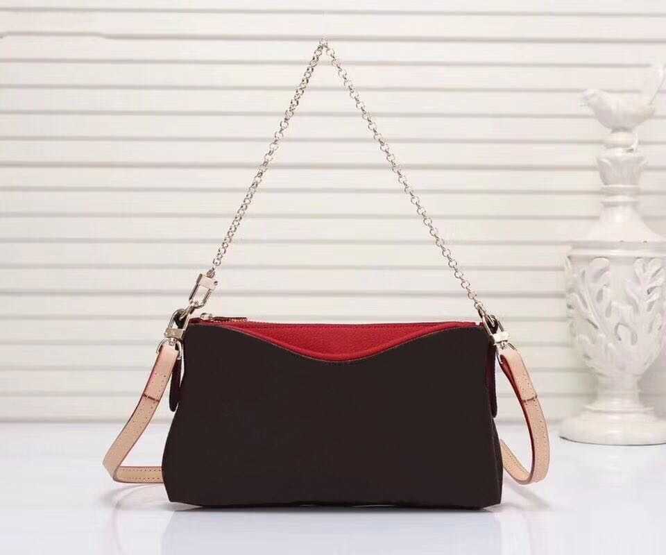 

CLASSIC FLOWER Wholesale new chain evening for women genuine leather lady messenger phone purse satchel palls cluth shoulder handbag, Red