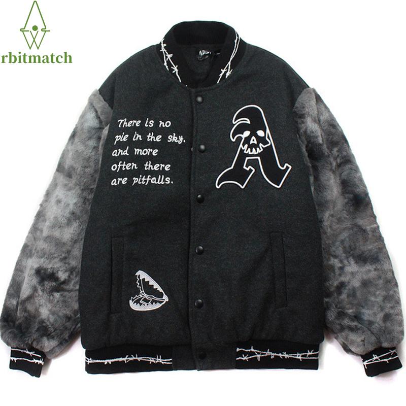 

Men's Jackets Mens Varsity Jacket Skeleton Fight Embroidery Black Baseball Winter Harajuku Streetwear Bomber Unisex Outwear Coat, Black;brown