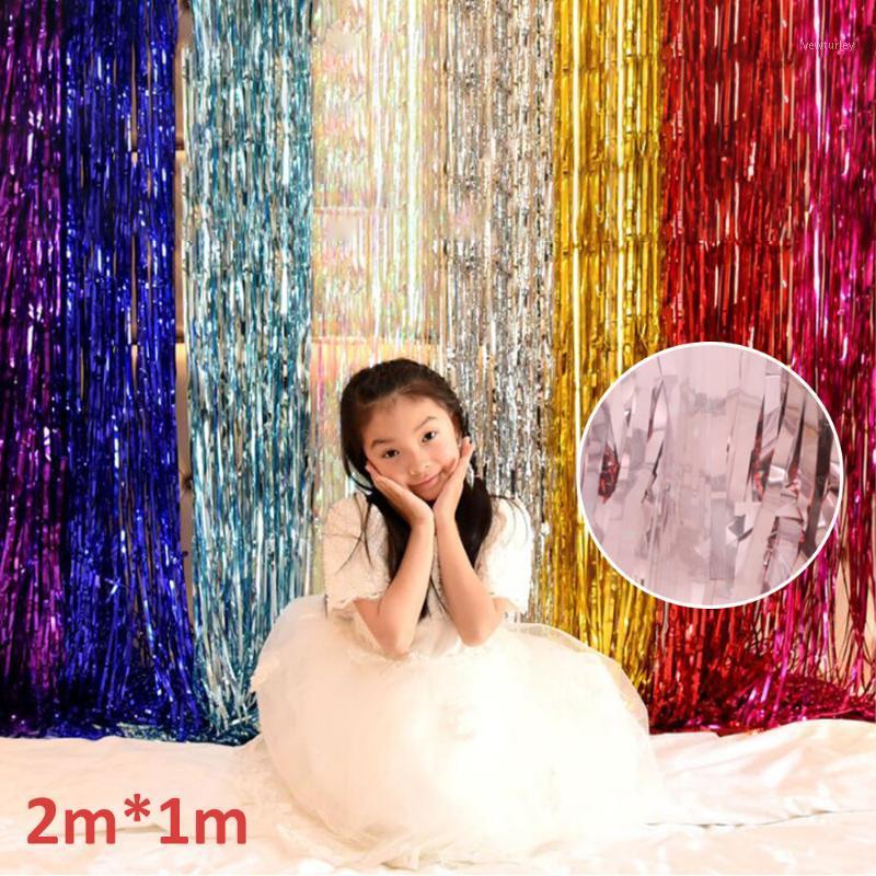 

Party Decoration 2Mx1M Backdrop Curtains Glitter Gold Tinsel Fringe Foil Curtain Birthday Wedding Adult Anniversary Decor