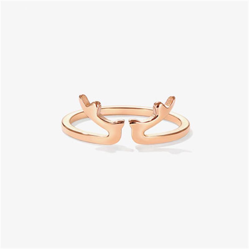 

Wedding Rings YUN RUO 316 L Titanium Steel Jewelry Deer Horn Open Ring Weeding Anniversary Rose Gold Fashion Woman Birthday Gift Never Fade