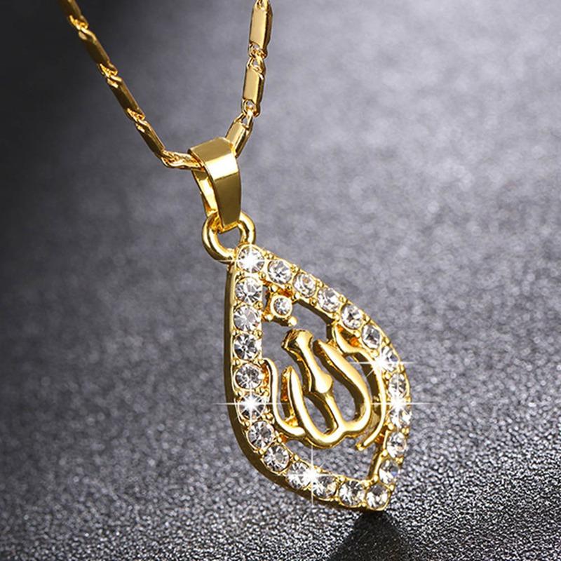 

Muslim Rhinestone Necklaces Women Crystal Jewelry Pendants Chains Drop Pendant