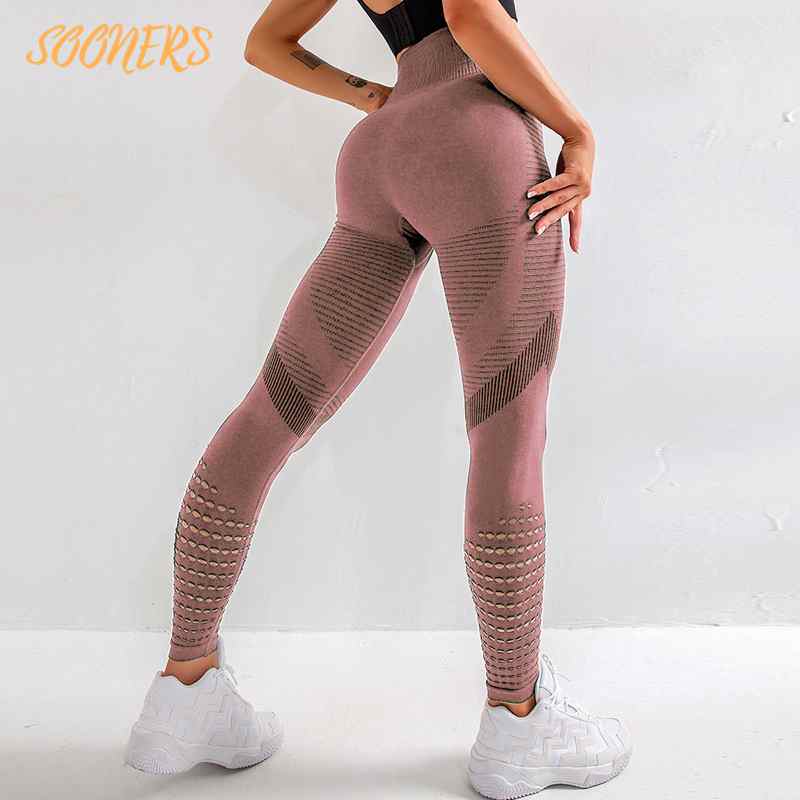 

SOONERS Yoga Outfit Shaping Seamless Legging Womens High Waist Fitness Energy Tights Gym Workout Running Activewear Hollow Sport Trainning Wear, White;red