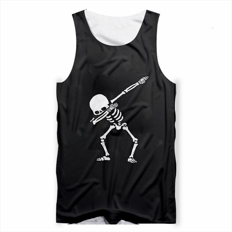 

funny hip hop skull 3d print summer tank black men women streetwear vest harajuku hombre sleeveless, White;black