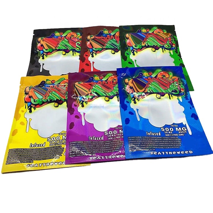

Dank Gummies Mylar Bag Edibles Retail Zip Lock Packaging Worms 500MG Bears Cubes Gummy for Dry Herb Tobacco Flower Vape In Stock