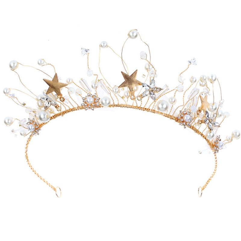 

Hair Clips & Barrettes Pearl Rhinestone Women Headband Wedding Accessories For Bride Tiara Jewelry Gold Color Hairband