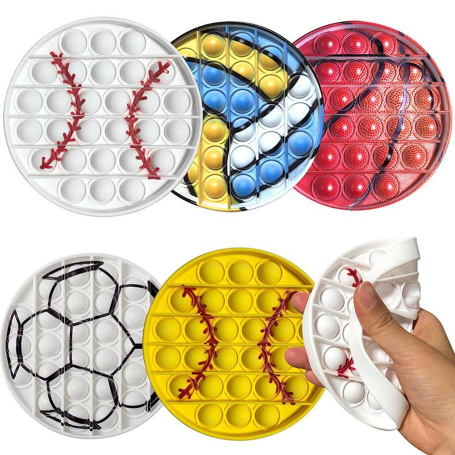 

Sports Baseball Push Silicon Toy Cell Phone Straps Sensory Bubbles Simple Dimples Fidget Games Board Children Focus Toys Adults Decompression
