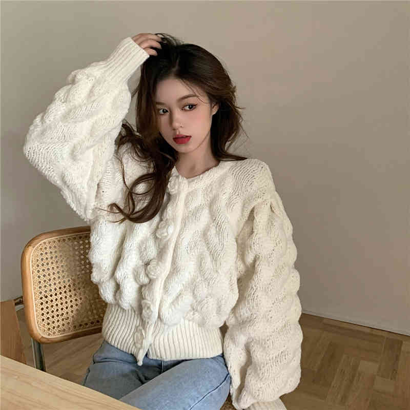 

women's sweaters knitted jacket, autumn, thick, retro style, loose clothing, short fit, long sleeve, sweet coat jg7c, White;black