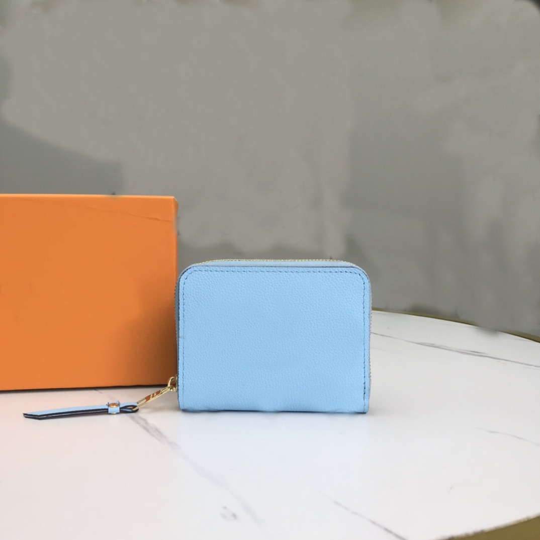 

High Quality 80408 Women purse wholesale Top Starlight designer Fashion All-match ladies single zipper Classic with box purses leather lady wallets Womens wallet, Blue