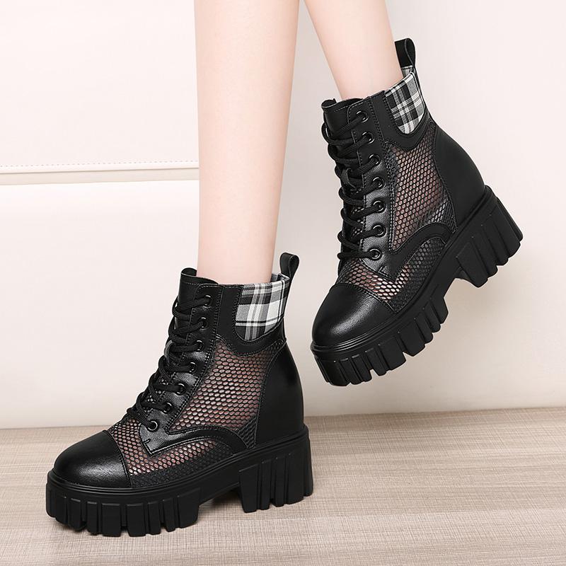 

Dress Shoes High-heeled Women's Spring 2021 Thick Heel Platform Summer Sandals Wedge Mesh Internal Heightening, 7130-1white