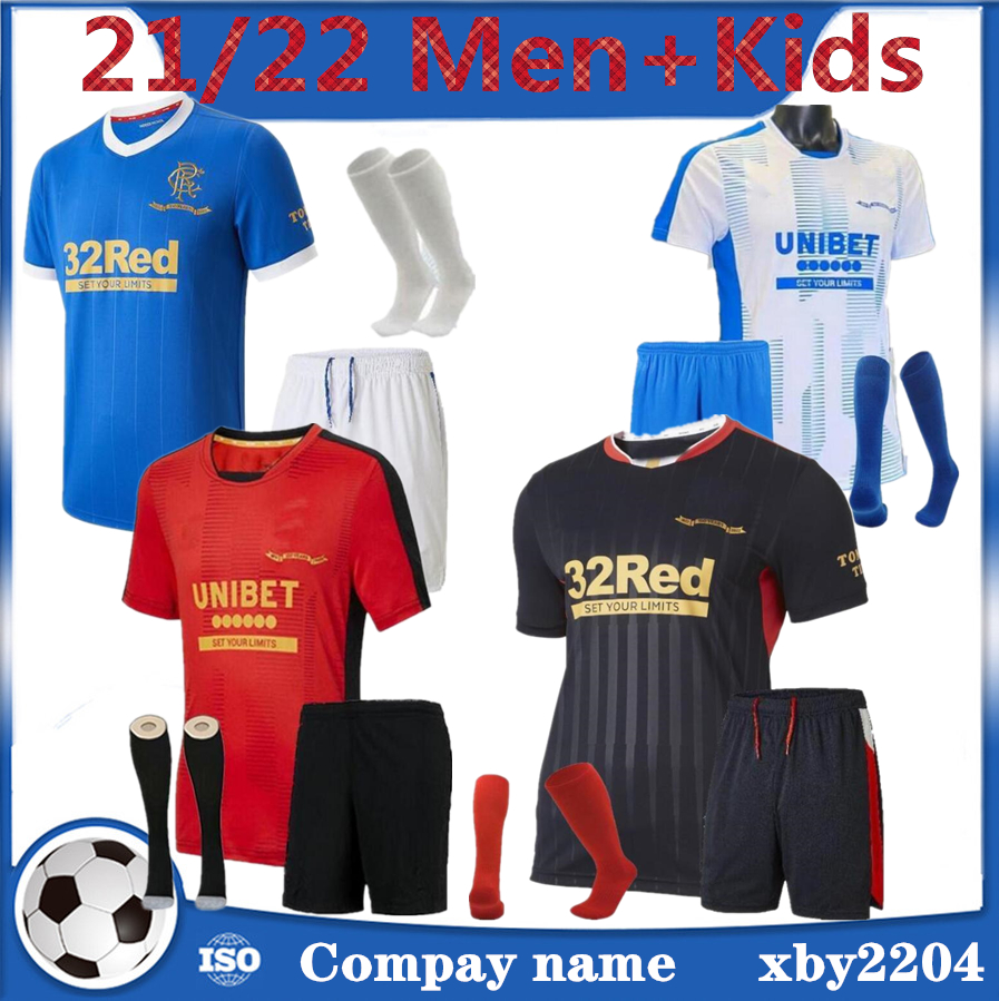 

adult kids kit 2021 Rangers Soccer Jerseys Glasgow 2022 150th Anniversary years DEFOE HAGI BARKER MORELOS 21 22 Football Shirt, White