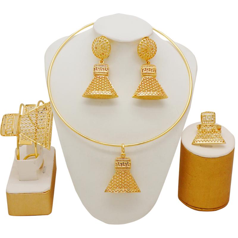 

Earrings & Necklace Luxury Unusual Jewelry Set For Women Girls Dubai Gold Elegant Arab Ethiopian Bridal Wedding Party Gifts, Silver