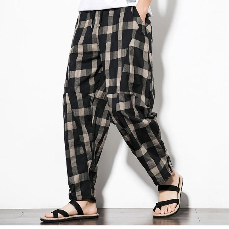 

Men's Pants 2021 Summer Loose Large Size Harem Lightweight Middle Waist Ankle-Length Striped Pencil Trousers Chinese Style, Red