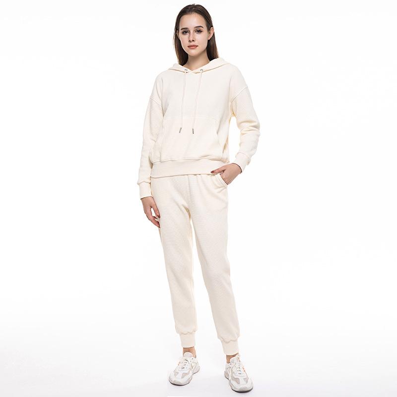 

Women's Two Piece Pants Tracksuit Women 2 Set Autumn Winter Clothes Pure Cotton Pullover Hoodies Lounge Wear Full Sleeve Top Loose Suits, White