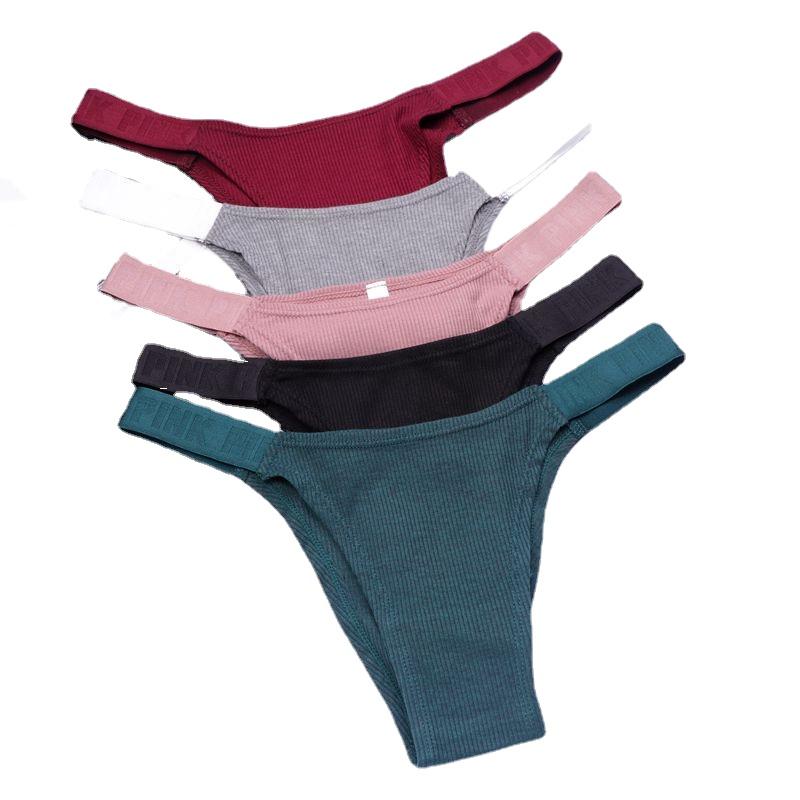 

Women's Panties 6 Pcs/ Lot High Quality Cotton Thong T Pants Sexy Low Waist Temptation Fashion Girl Briefs G-String Underwear Women, Black;pink