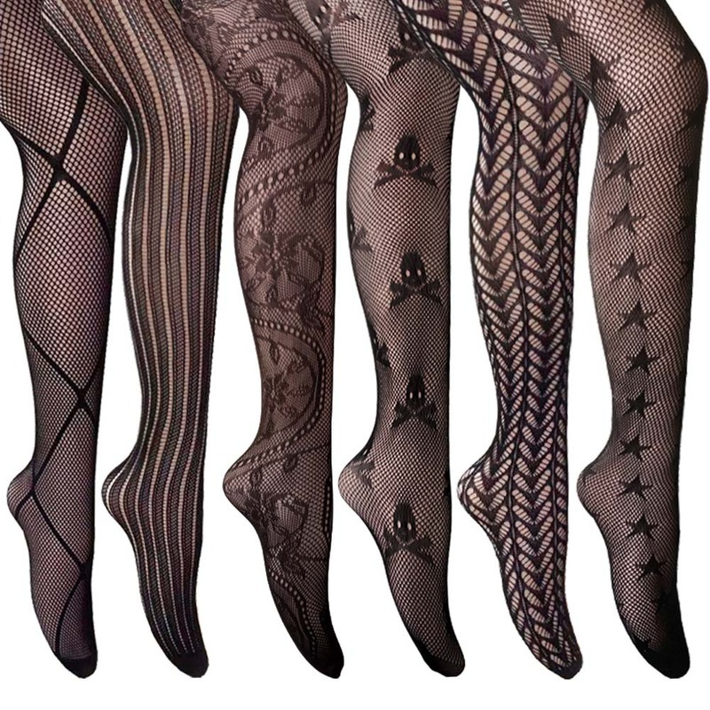 European and American Pantyhose Fishnet Stockings Fashion Girl Sexy Tattoo Lace Body Picture Jacquard Lace Hollow Combination-image-746936933