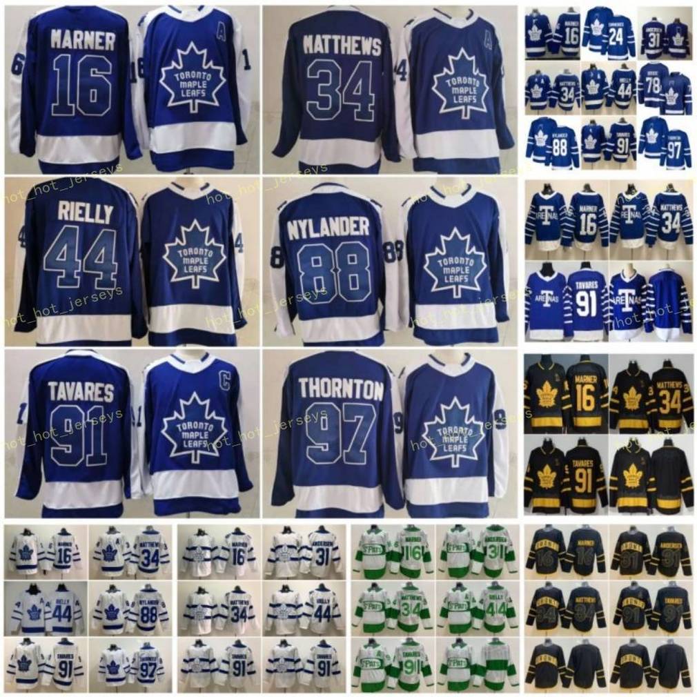 

2021 Reverse Retro 97 Joe Thornton Toronto Maple Leafs 91 John Tavares 34 Auston Matthew 16 Mitchell Marner William Nylander Morgan Rielly, Black;red