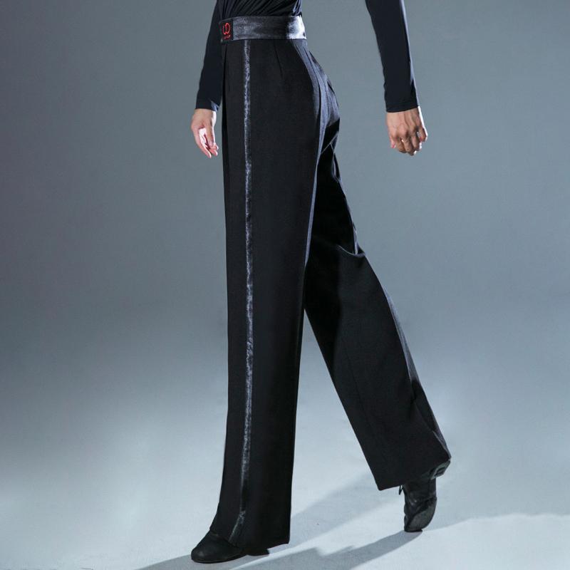 

Stage Wear Men Latin Dance Pants Ballroom Tango Performance Costume Samba Waltz Competition Clothing Adult Training Trousers YS1709, Black