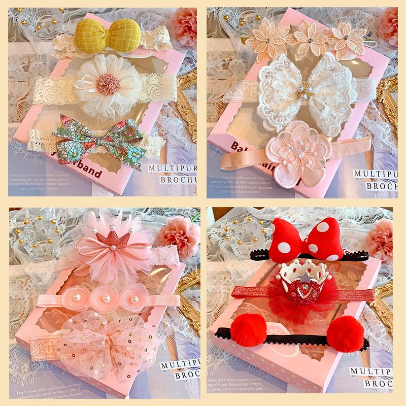 

Hair Accessories Baby Belt Gift Box Set Birthday Party Po Headdress Lovely And Comfortable Princess Crown Flower Series Access, Black