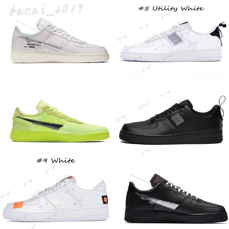 

Top Quality 2021 Forcs Mens Skateboard Shoes Low One Unisex 1 Knit Euro High Woman All White Black Red Leather Trainer F33, #13