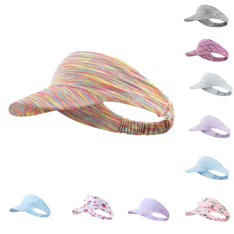 

Berets Free Size Sun Hat Outdoor Sports Running Sunscreen Cool Breathable Sweatproof UV Male Female Headband Empty, Rainbow colors