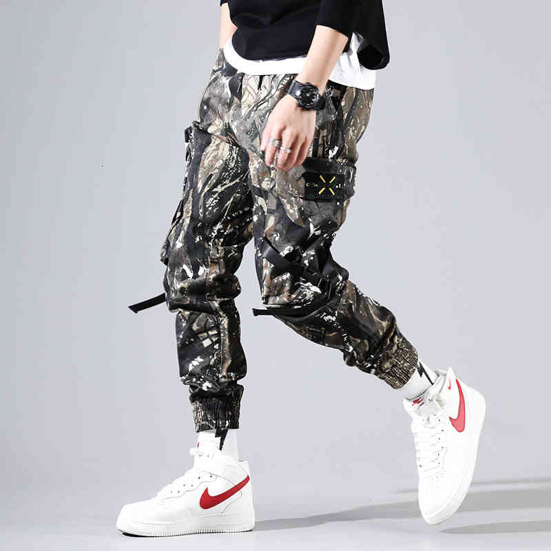

Men's Pants Hip Hop Boys Multi-pocket Elastic Waist Harem Pant camouflage Punk Trousers Jogger Male Tactical Black Cargo 5O2M, 1# shoe box