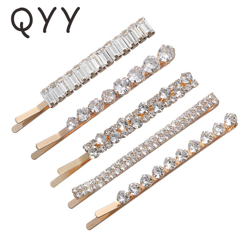 

Hair Clips & Barrettes QYY 5pcs/lot Fashion Rhinestone For Women Accessories Gold Jewelry Girls HairPins Headpiece Party Headwear Gift, Golden;silver