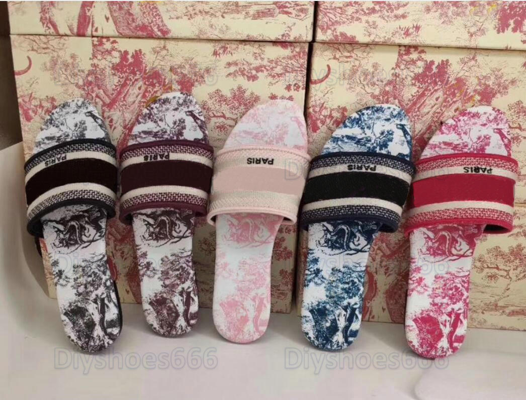 

Dway Mule Sandals Womens Designer Embroidered Slippers Printed Sandal Slides Flip Flops Italy Luxury Brand Womans Paris Sexy Slipper, Black