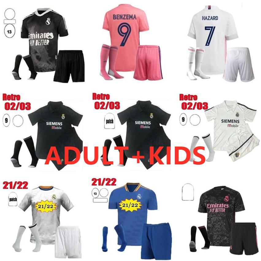 

adult kids kit 2021 2022 Real Madrid Hazard soccer jersey 20 21 22 black BENZEMA SERGIO RAMOS KROOS football jerseys maillot set