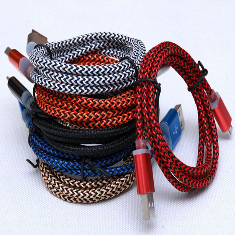 

2A Braided Fabric Micro USB Cable 1M 2M 3M Charger Type-C Cables For Samsung LG Sony, Mixed color