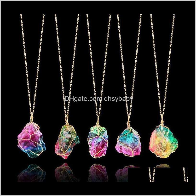 

Necklaces & Pendants Drop Delivery 2021 Colorful Stone Crystal Pendant Woman Kids Jewelry Design Fashion Necklace Gift Natural Multicolor Zyp