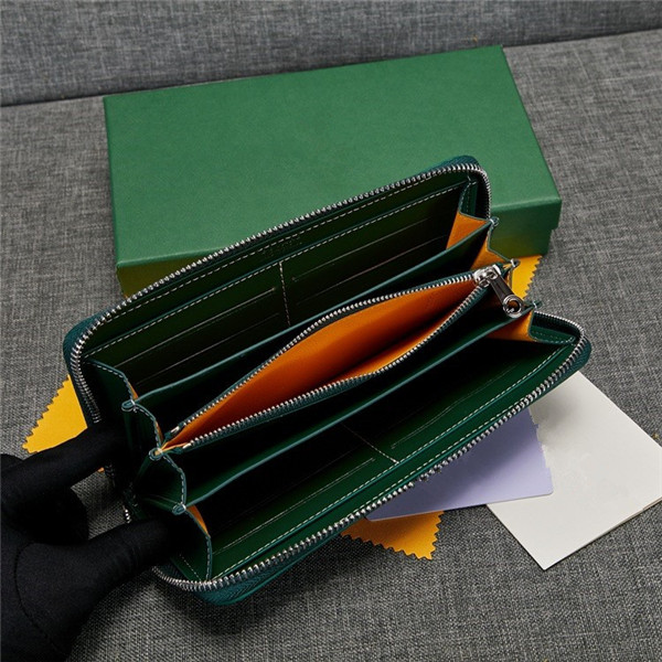 

2021 Fashion Long Single zipper Wallets leather Purse multi layer men's and women's High quality Green Holders, Red;black
