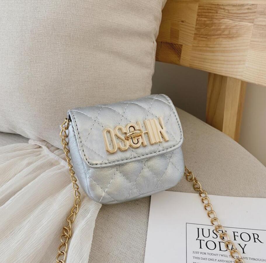 

Kids Handbags Girls Metal Letter Messenger Bag Package Children Chain Mini Change Purse Designer Baby Girl Shoulder Princess Bags, Black