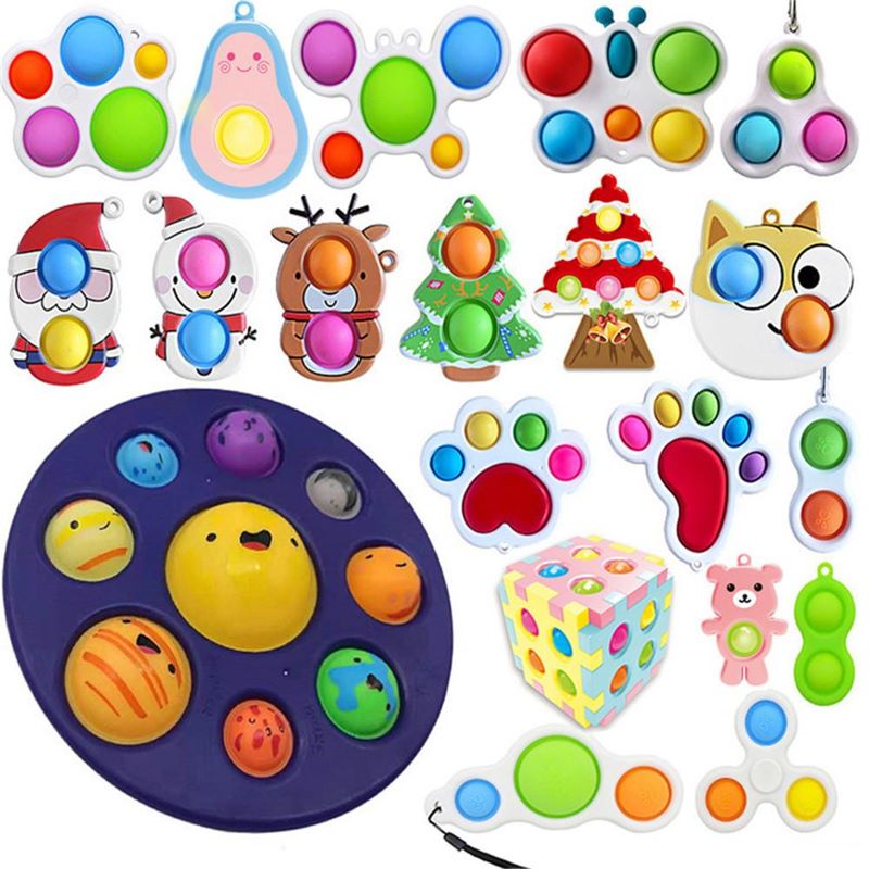 

Fidget Toys Antistress Board Autism Anxiety Sensory Toy Eight Planets Simple Dimple keychain Stress Relief For Kids
