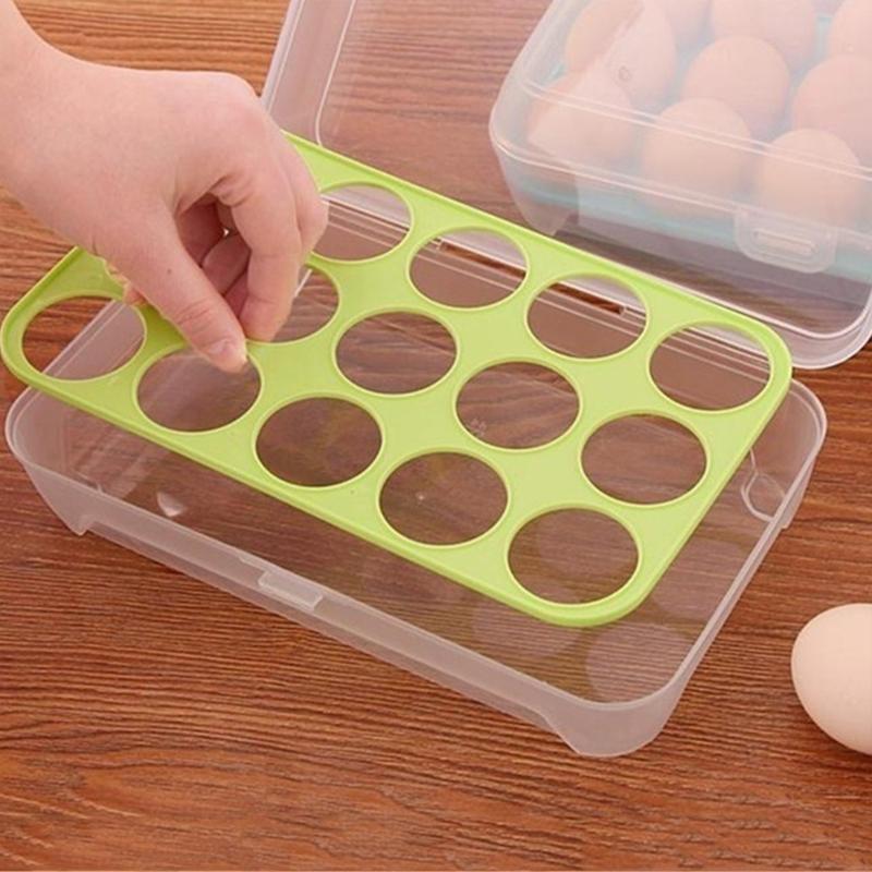

Storage Bottles & Jars 15 Grids Plastic Egg Box Eggs Holder Portable Food Container PP Refrigerator Tray With Lid
