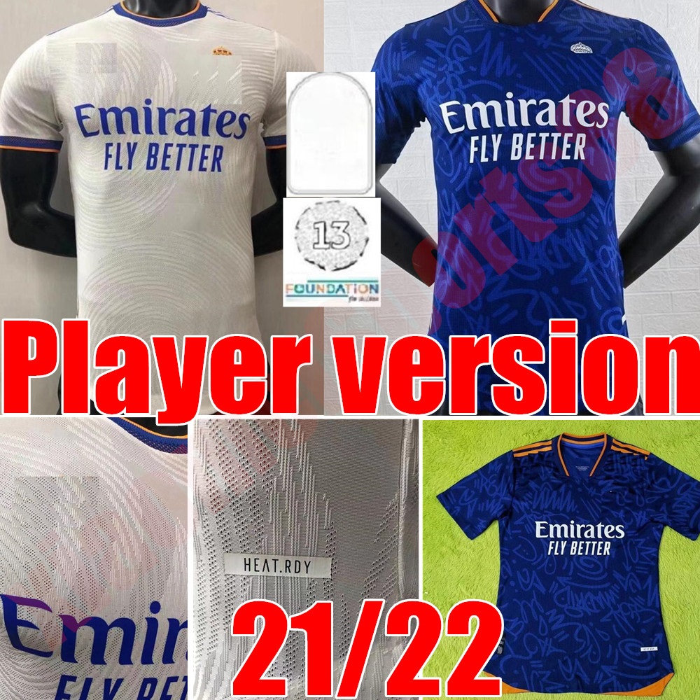 

21 22 Player Version Real Madrid Soccer Jerseys 2021 2022 Home away HAZARD MODRIC SERGIO RAMOS Maillots de football Shirt BENZEMA MARCELO ASENSIO uniform, Away+league patch