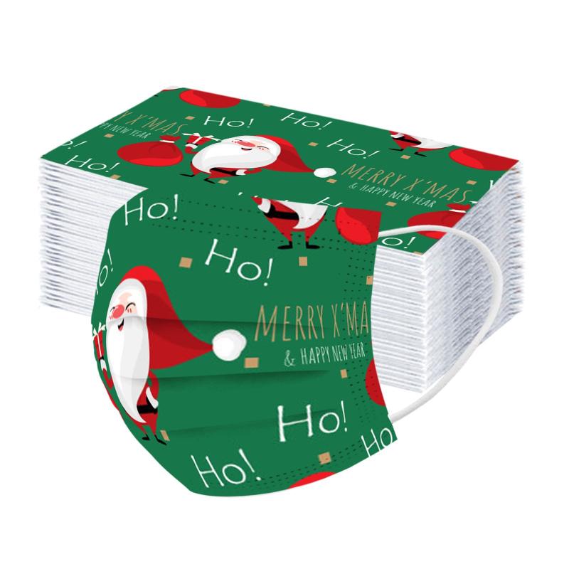 

Party Favor 10pcs Christmas Mask 3 Ply Adjustable Dust Masks Cute Fashion Xmas Pattern Face Decoration 2022