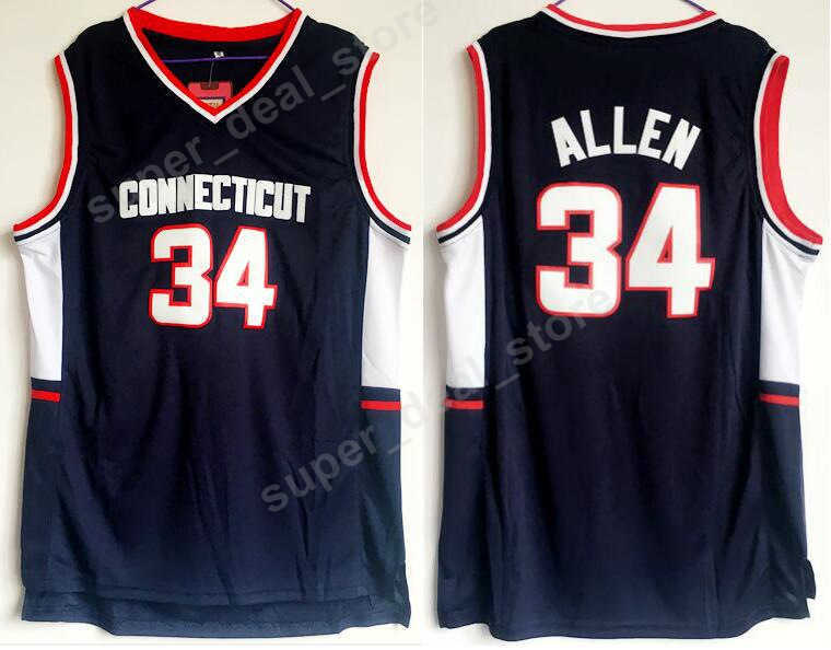 

Men Basketball 34 Ray Allen College Jerseys Uconn Connecticut Huskies Allen Jersey Navy Blue Color Team All Stitched Sport