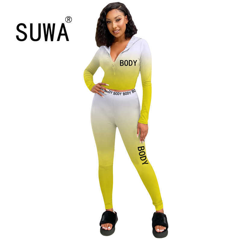 

Classic Letter Zipper Long Sleeve Pullover Tunic And High Wiast Sport Pants Fashion 2 Pieces Outfits For Womens Matching Sets 210525, Red