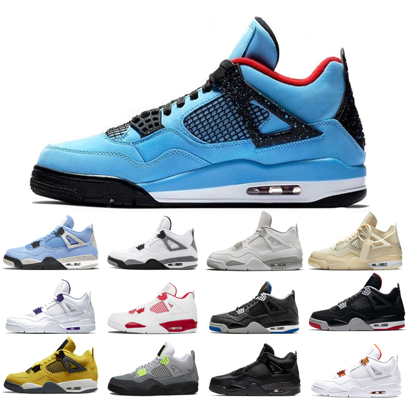 

2021 new basketball shoes 4s man White Oreo Cement University Red Blue Travis Sail Thunder Olivia Kim Black Cat Taupe Haze Pine Green Pure Grey Bred purple trainers, Diy