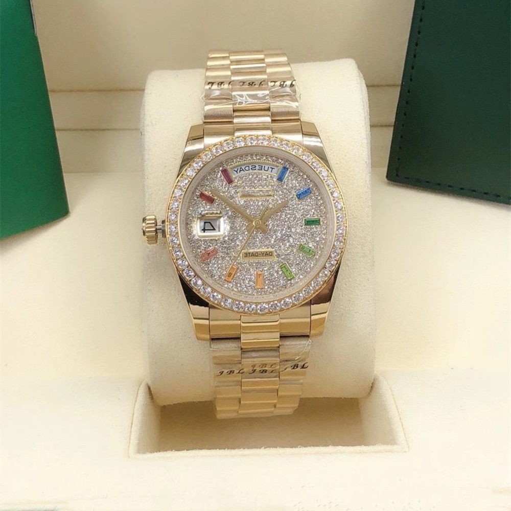 

Luxury designer Classic Fashion Automatic Watch inlaid with colored diamond size 36mm sapphire glass a ladies' favorite Christmas gift