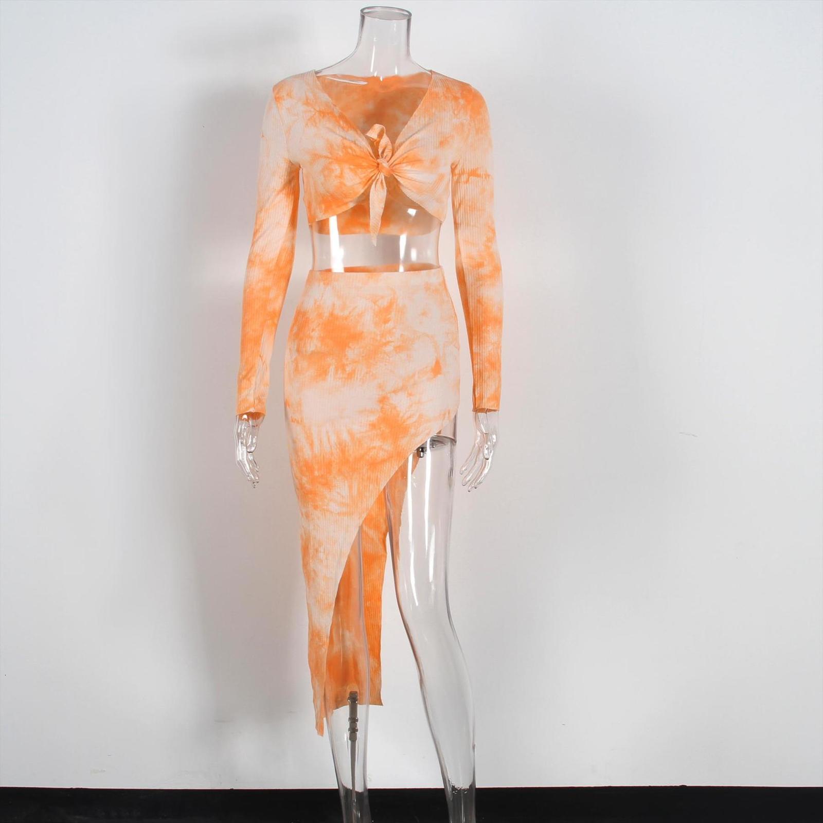 

ribbed material print skirts two womens tracksuits piece sets long sleeve t shirts ladies party beach crop and, Gray